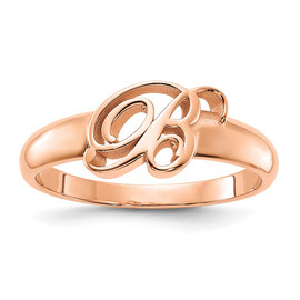 14K Rose Gold Polished Initial Ring