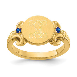 14K Fancy Initial with Crystal Birthstone Ring