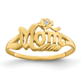 14k AAA Diamond Mom Ring