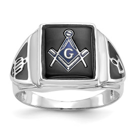 14k White Men's Masonic Ring