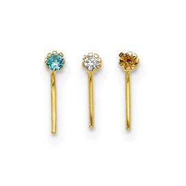 10k 1.5mm Set Of 3 Nose Studs