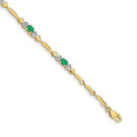 10k Diamond and Emerald Bracelet