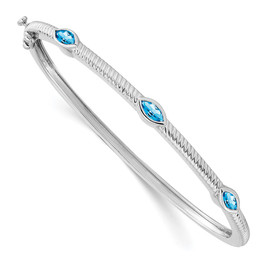 10k White Gold Marquise Blue Topaz Bangle