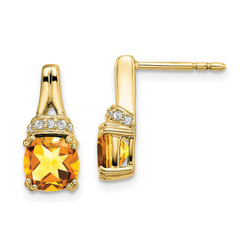 10k Yellow Gold Citrine and Diamond Earrings
