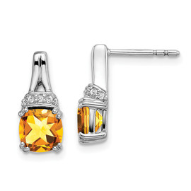 10k White Gold Citrine and Diamond Earrings