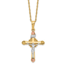 10k & 14k Gold Filled w/ 12k Accents Cross Necklace