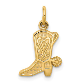 10k Solid Polished Cowboy Boot Charm