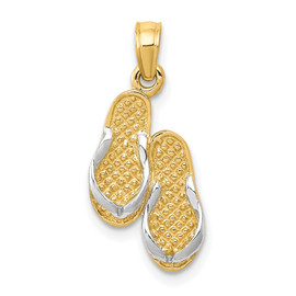 10k & Rhodium Solid Polished Sandals Pendant