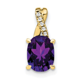 10k Oval Amethyst and Diamond Pendant