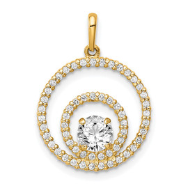 10K Two Circles CZ Pendant