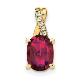 10k Oval Created Ruby and Diamond Pendant