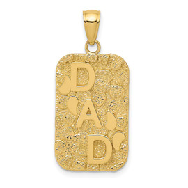 10K DAD Gold Nugget Dog Tag Pendant