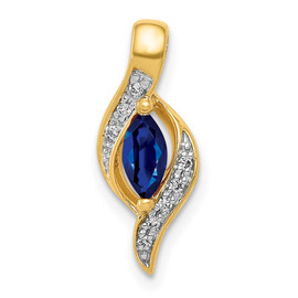 10k Diamond and Marquise .29 Sapphire Pendant