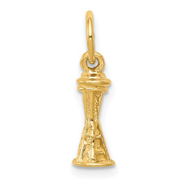 10k Solid Polished 3-D Seattle Space Needle Charm