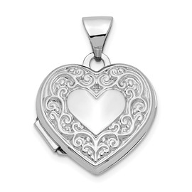 10k White Gold Heart Locket