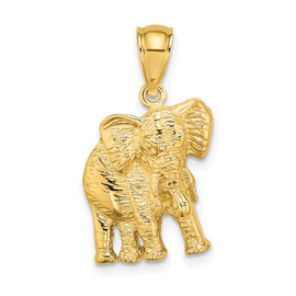 10K 2-D Elephant w/ Raised Trunk Charm