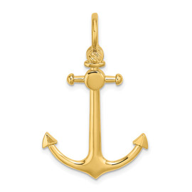 10K 3-D Small Anchor w/ Shackle Bail Charm