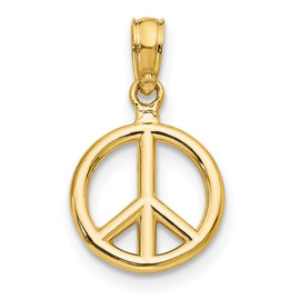 10K Polished Peace Symbol Pendant