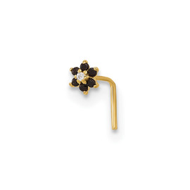 14K Black & White CZ Flower Nose Post