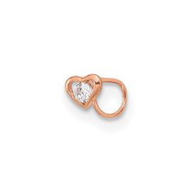 14K Rose Gold CZ Heart Nose Post