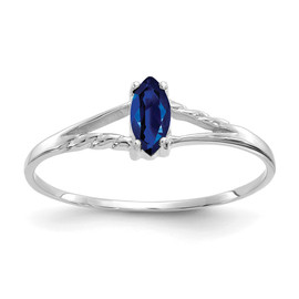 10k White Gold Polished Geniune Sapphire Birthstone Ring