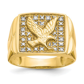 10k & Rhodium .10ct Diamond Mens Eagle Ring