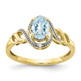 10K Aquamarine and Diamond Ring