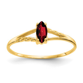 10k Polished Geniune Garnet Birthstone Ring