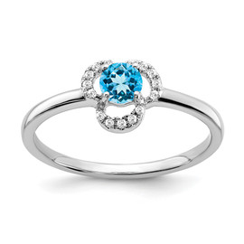 10k White Gold Blue Topaz and Diamond Ring