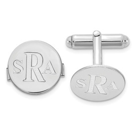 14KW Circle Recessed Letters Monogram Cuff Links