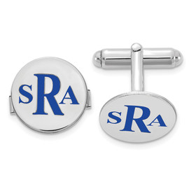 14KW Circle Enameled Letters Monogram Cuff Links