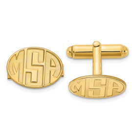 14KY Oval Recessed Letters Monogram Cuff Links