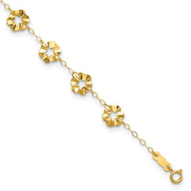 14k Adjustable Flower 9in Plus 1in ext. Anklet