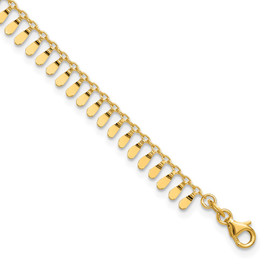 14K Polished Fancy 9in Plus 1 in ext. Anklet