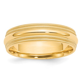 10KY 6mm Double Milgrain Comfort Fit Band