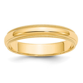 10KY 4mm Milgrain Half Round Band Size