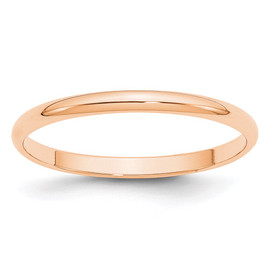 10k Rose Gold 2mm LTW Half Round Band