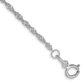 14k White Gold 1.4mm Singapore Chain Anklet