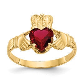 10k January Birthstone Claddagh Ring