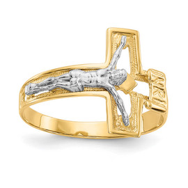 10K Two-tone Crucifix Men's Ring