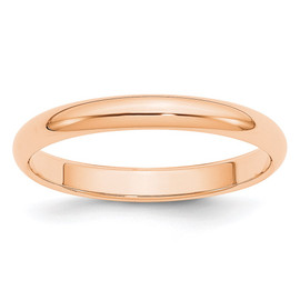 10k Rose Gold 3mm Half Round Band