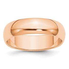 10k Rose Gold 6mm Half Round Band