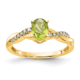 10k Oval Peridot and Diamond Ring