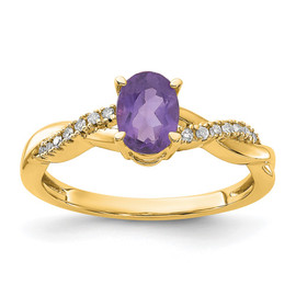 10k Oval Amethyst and Diamond Ring