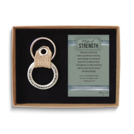 Man of Strength Burlap Loop Metal Key Ring