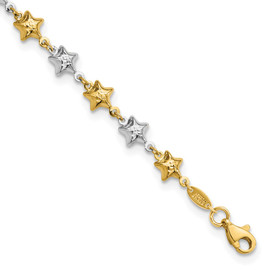 14k Two-tone Puffed Star Bracelet