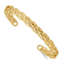 14k Polished Woven Cuff Bangle