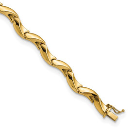 14K Polished Fancy Wavy Link Bracelet