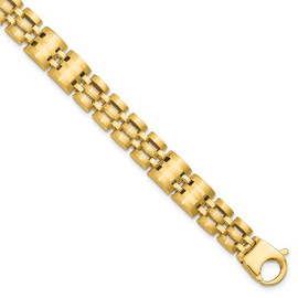 14k Satin and Polished Men's Link Bracelet