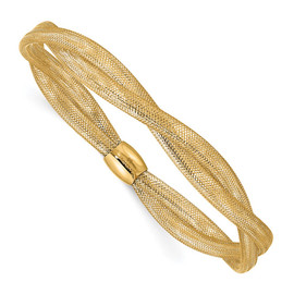 14K Gold Twisted Woven Mesh Stretch Bracelet